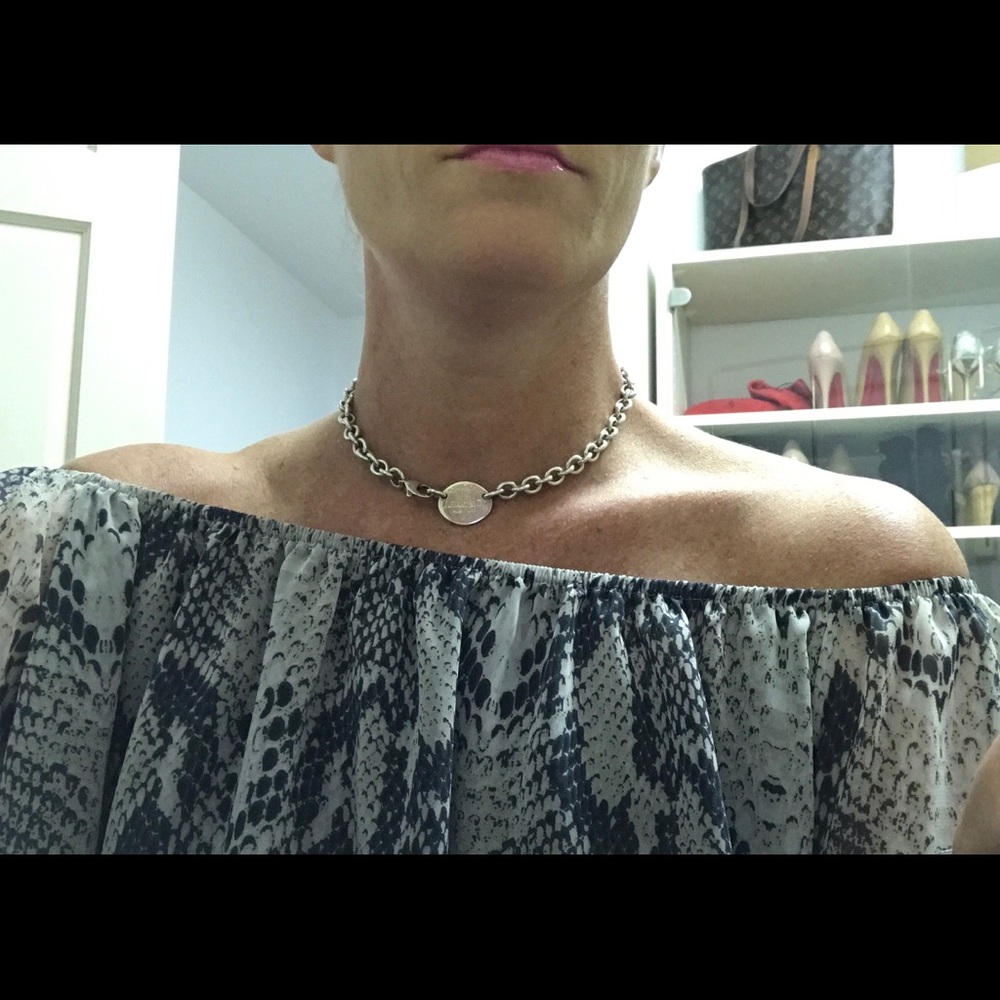 Authentic silver Tiffany & Co. oval tag necklace